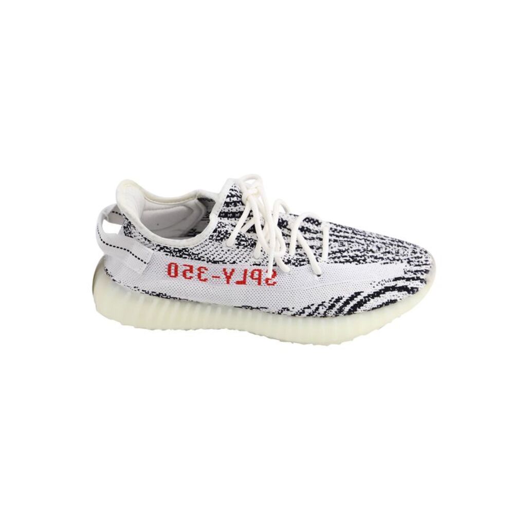 Adidas Yeezy Boost 350 V2 Zebra Sneakers in White Cotton